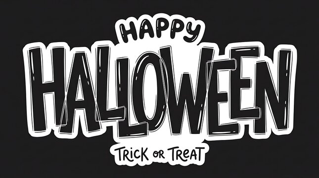 Happy halloween hand drawn lettering design with trick or treat text