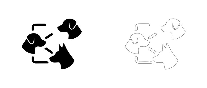 Group focus attention exercise vector icon filled and outline, socialization class and eye contact training symbol.