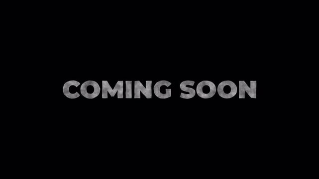  animated Minimalist coming soon text on dark background for marketing teaser, product launch announcements and website launch promotion.