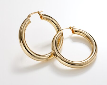 Golden Hoop Earrings with Intricate Design, Shiny Gold Tone, Sleek and Modern Jewelry