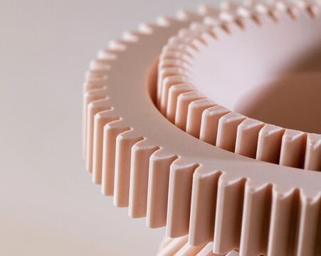 Close-up of a pink, toothbrush-like object against a plain background.