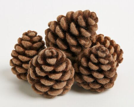 Brown Pine Cones on White Background