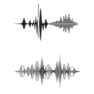 Audio waveform and digital equalizer vector graphics for sound engineering music production and signal processing