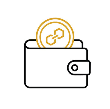 Crypto wallet outline icon featuring polygon cryptocurrency coin and digital currency concept graphic finance icon money storage cryptocurrency blockchain illustration