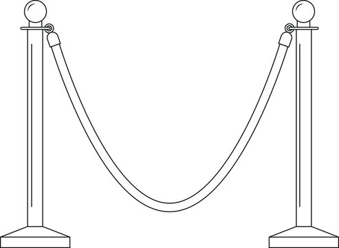 Stanchion with Rope Outline Icon Illustration on White Background