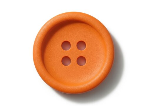 Orange button with four holes isolated on transparent background isolated on white background