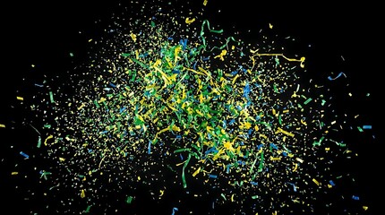 Naklejka premium Colorful confetti explosion on black background