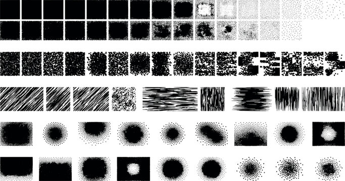 Set of vector grunge textures, halftone patterns, and distressed elements for design