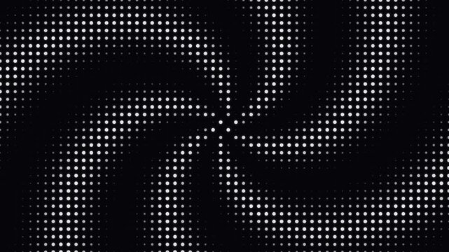 Abstract monochrome swirl pattern composed of small glowing dot formations