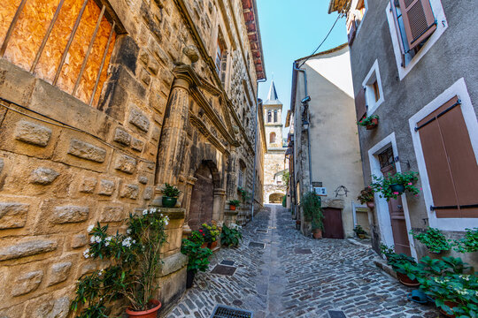 Florac Trois Rivieres, Lozere, France - The charming ancient village of Florac in the Cevennes: The Templars gate