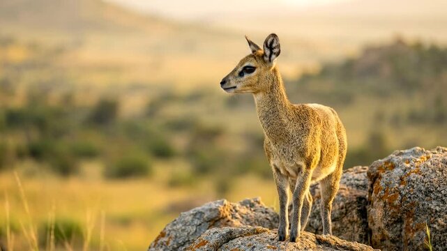 klipspringer close up at morning light in serengeti tanzania rocky kopjes video