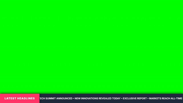 Breaking news bottom banner scroll ticker on green screen