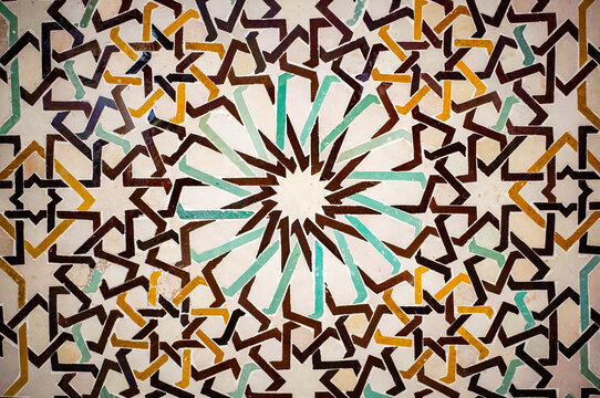 Arabic designs on the buildings in Marrakesh, Morocco.