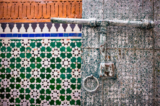 Arabic designs on the buildings in Marrakesh, Morocco.