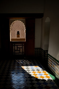 Arabic designs on the buildings in Marrakesh, Morocco.
