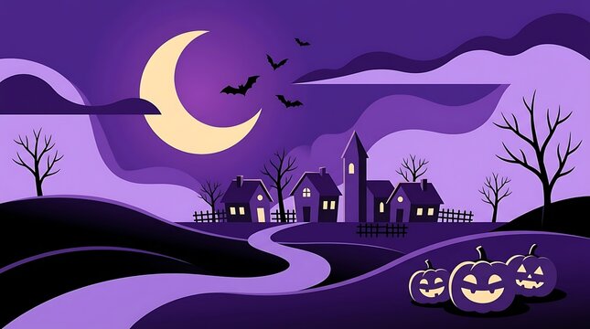 Spooky halloween night landscape