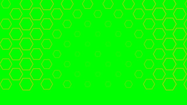 Abstract background featuring orange hexagonal outlines on a green screen