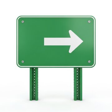 Right turn only traffic sign on green background with arrow pointing right