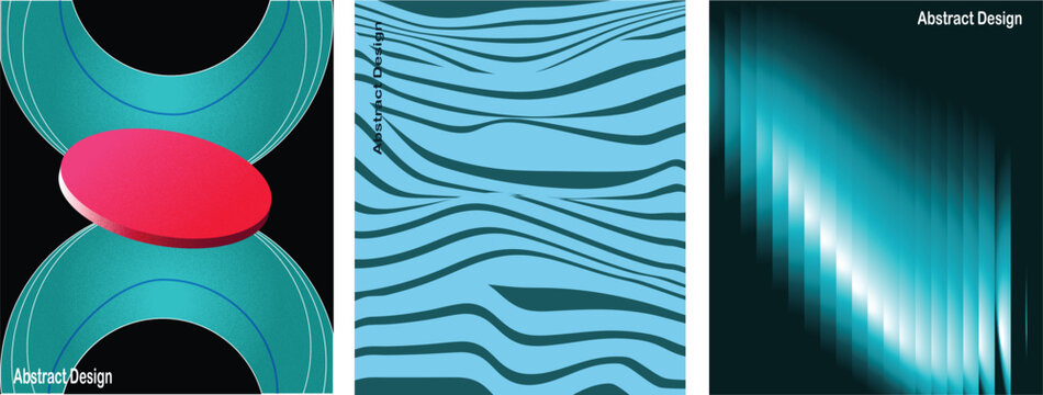 A collection of three distinct artistic panels featuring a vibrant and modern abstract design for creative backgrounds