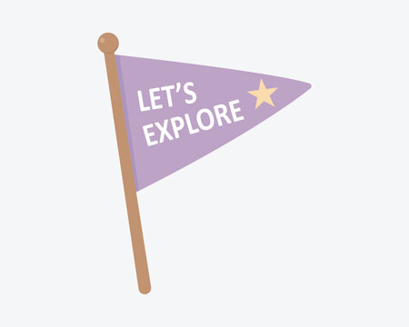 Cute pastel pennant flag vector illustration featuring star and text for Halloween camping theme, seasonal stickers, party banners, and outdoor emblems