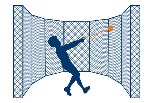Child Hammer Throw Athlete Silhouette &ndash; School Athletics Vector Illustration