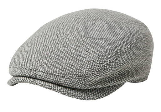 Stylish grey wool flat cap for men isolated on transparent background