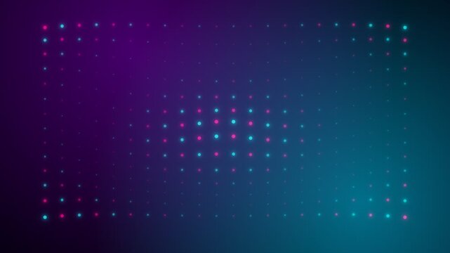 Abstract digital grid background with glowing blue and pink neon light dots
