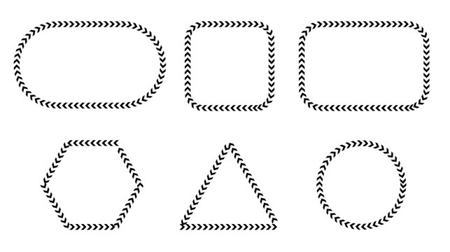 Black Chevron Arrow Geometric Frames Oval Square Rectangle Hexagon Triangle Circle Borders PNG