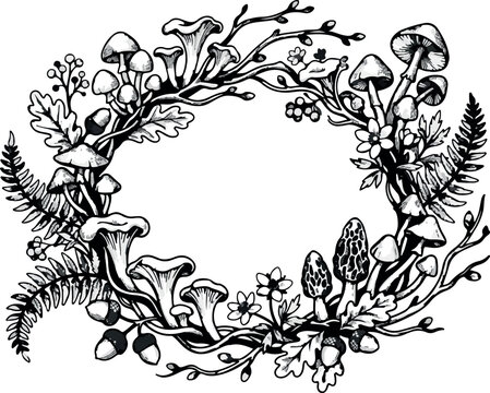 Floral Frame Vector Illustration with Ornate Flower and Leaf Ornament, Vintage Decorative Border Design with Swirls, Botanical Pattern for Cards, Invitations and Elegant Decor