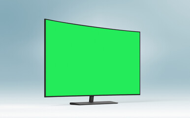 Naklejka premium Curved TV with green screen, suitable as mockup