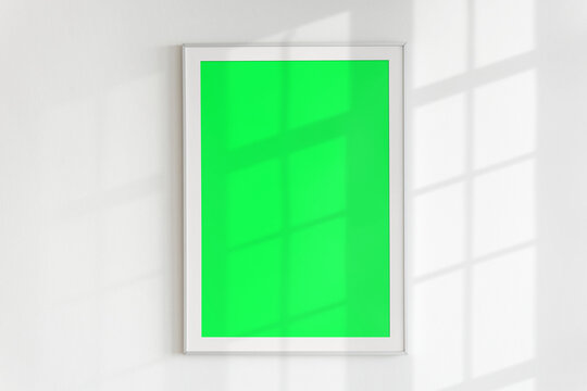 Vibrant green framed wall art, suitable as mockup