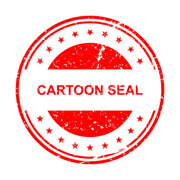 Red cartoon rubber stamp seal with text illustration