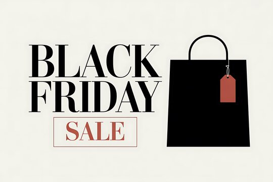 Black friday sale promotion with shopping bag and bold typography design