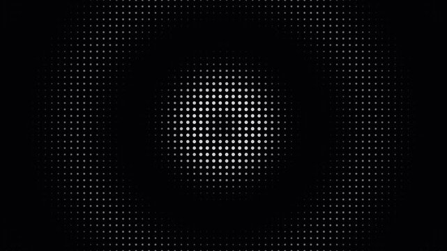 Abstract monochrome dot pattern forming a symmetrical circular composition