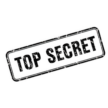 Black top secret rubber stamp icon on a document