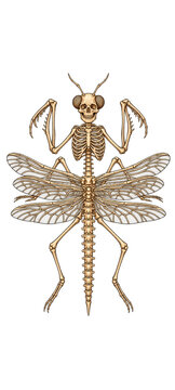 Fantasy Insect Skeleton with Dragonfly Wings Isolated on Transparent Background