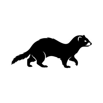 Ferret silhouette walking vector illustration, Ferret silhouette walking illustration