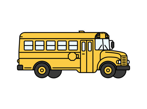 Yellow school bus vector illustration side view isolated for education theme