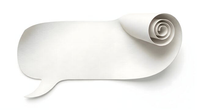 A high quality white rolled paper corner message bubble isolated on a clean white background for your creative design projects