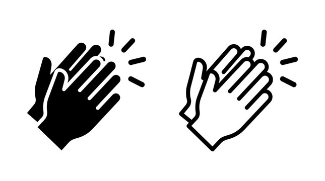 Clapping hands celebration gesture icon in solid and outline vector styles