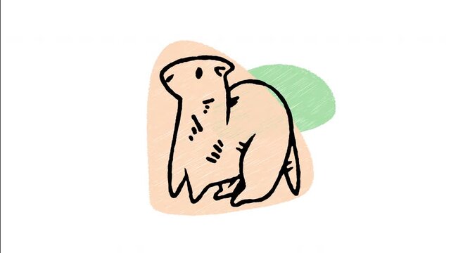 An animated hand-drawn furry ferret weasel mammal. Ideal for exotic pet stores, small animal care, ferret owners, wildlife biodiversity, and cute domestic companions. 