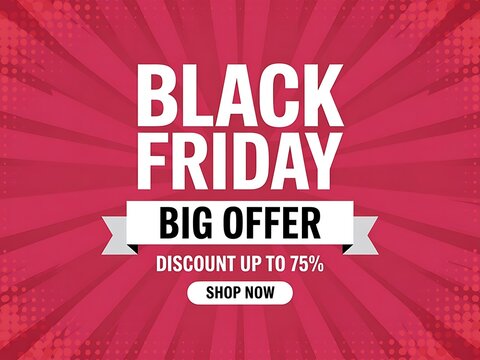 Black Friday big offer banner with seventyfive percent discount promotion text