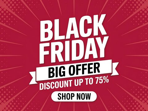 Black Friday big sale promotional banner design with discount offer text