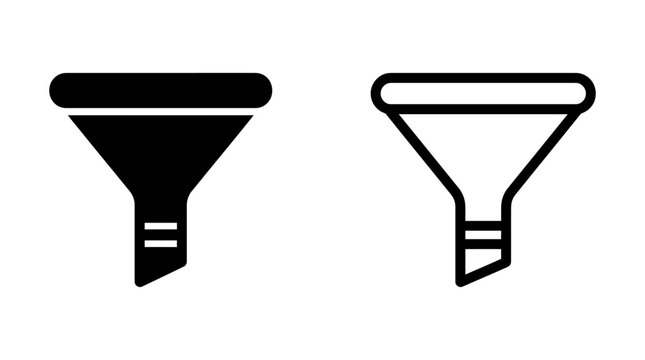Funnel filter sorting cone glyph and outline icon vector illustration with equipment