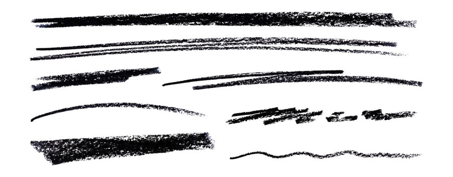 Crayon Underline Strokes Hand Drawn Highlight Set