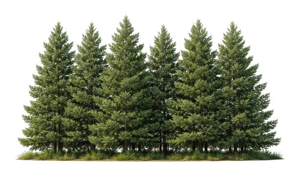 PNG Lush evergreen trees aligned beautifully.