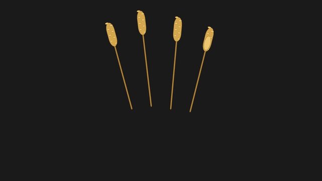 Minimalist golden cattail plant silhouette