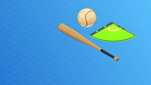 Baseball Equipment Concept with Bat Ball and Field Illustration.