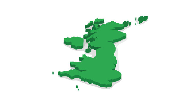 3d isometric map of great britain