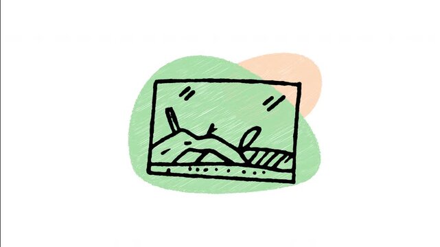An animated hand-drawn glass reptile terrarium enclosure with sand and wood branch decor. Ideal for reptile habitats, exotic pet housing, terrarium setups, and herpetology gear. 